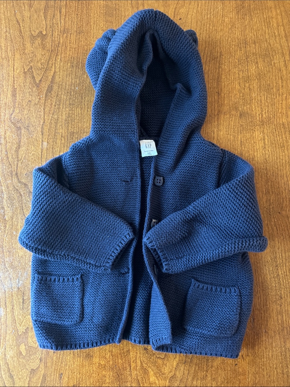 Baby GAP Navy Hooded Knit Cardigan